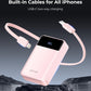 Portable-Charger-Power-Bank Travel Essentials Battery Pack USB C 30000mAh Built in Cable 22.5W Phone Fast Charging Powerbank Compatible with iPhone 16 15 14 13 12 11 iPad Google Xiaomi (Pink)