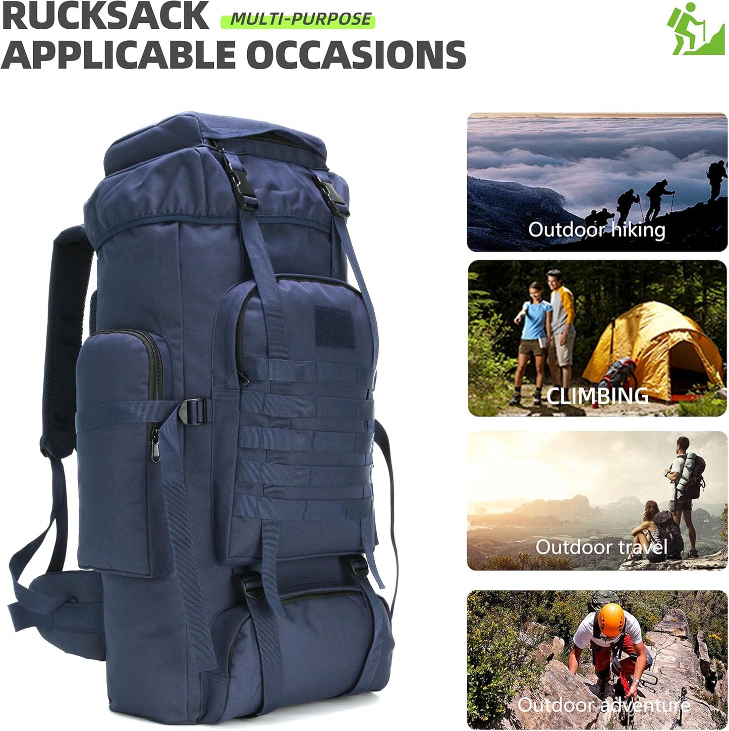 King'sGuard 70L Camping Hiking Backpack Tactical Backpack Military Molle Rucksack Backpack for Outdoor - Roamly