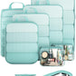 Veken 9/11 Set Compression Packing Cubes for Travel Essentials,Compressible Expandable Large Luggage Suitcase Organizer Bags for Clothing,Durable Space Saver Storage Bags(Blue Green)