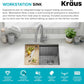 KRAUS Kore 23-Inch Undermount Workstation 16 Gauge Single Bowl Stainless Steel Kitchen Sink with Accessories, KWU111-23