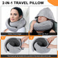 Travel Pillow - Hooded Neck Pillow Airplane Memory Foam Filling for Plane, Office, Cars Sleeping, Road Trip, Long Flights, Portable Plane Accessories, Includes Eye Mask & Earplugs (Light Gray)