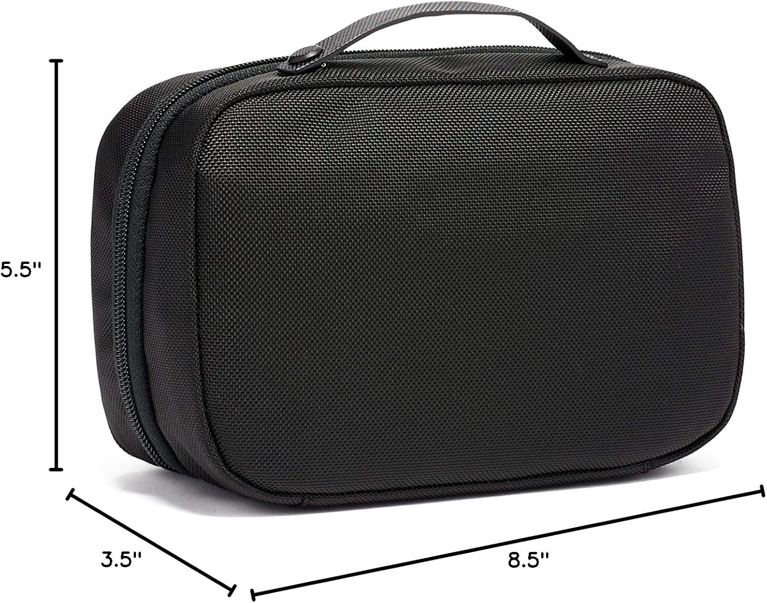 TUMI Alpha Split Travel Kit - Compact Toiletry Bag for Men & Women - Features Removable Leather Handle & 3 Zip Pockets - Black - Roamly
