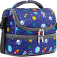 FlowFly Kids Double Decker Cooler Insulated Lunch Bag Large Tote for Boys, Girls, Men, Women, With Adjustable Strap, Astronaut
