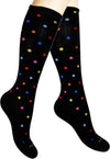Cotton Compression Socks for Women & Men. 15-20 mmHg Support Knee-High Color Dots X/W