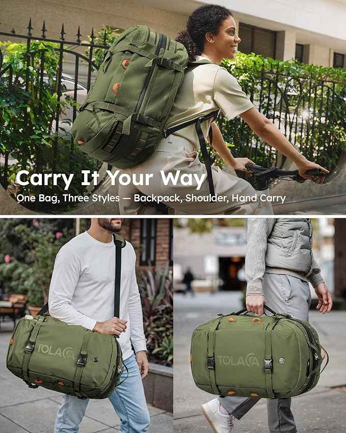 Tolaccea Travel Laptop Backpack for Men Women, 40L-50L Expandable Carry On Backpack with Wet Dry Compartment, TSA Approved Daypack Fits 16 Inch Laptop, Convertible Rucksack Duffel Bag for Work Travel