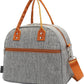 FlowFly Insulated Lunch Bag With Shoulder Strap for Women, Men, and Kids, Large and Reusable, Handle, Freezable Work and School Travel Tote and Meal Prep Organizer,Grey