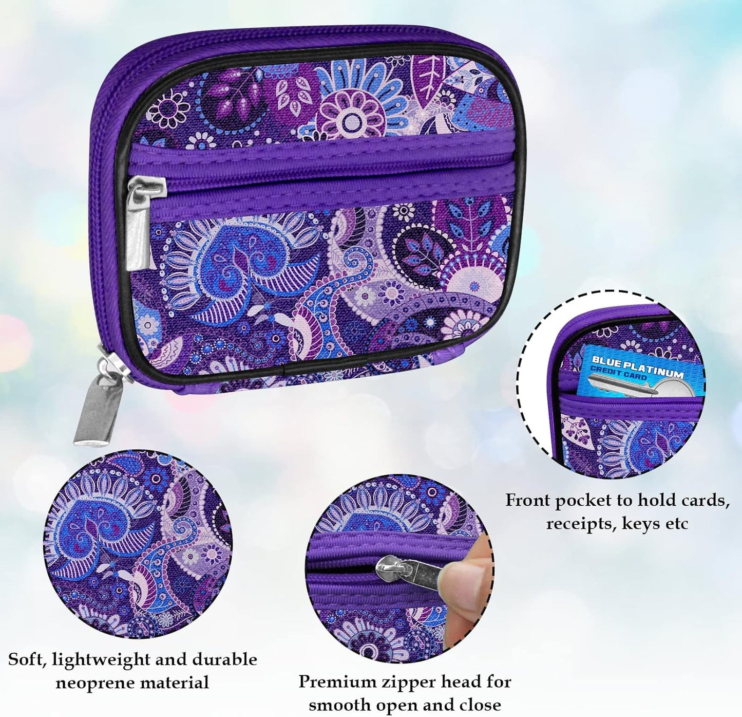 Serfeymi Weekly Travel Pill Organizer Pill Case for Purse with Removable 7 Day Pill Box, Fashionable Travel Medicine Organizer Pill Container for Medicine, Vitamin, Supplement - Purple 01 + Pill Box
