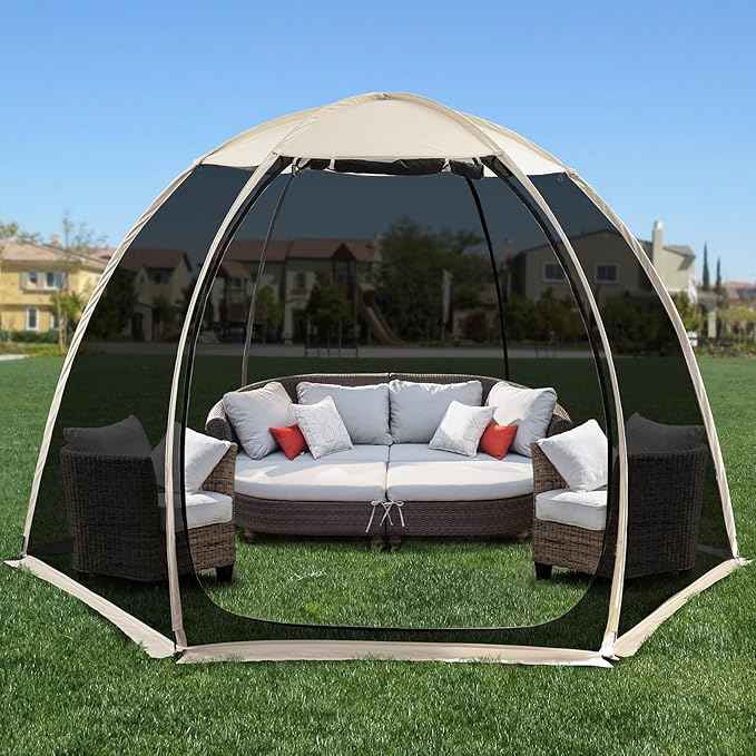 Alvantor Pop Up Screen House Gazebo with Mosquito Netting, Instant UV Resistant Sun Shelter for Patio & Backyard, Portable Canopy Tent for 2-10 Person