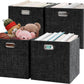 Posprica Fabric Storage Cubes,13×13×13 cube storage bins, Foldable Drawers Baskets Containers for Shelf Cabinet Bookcase,Thick and Heavy Duty (4pcs, Black)