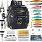 Fishing Backpack with Tackle Boxes and Rod Holders, Fishing Bag wtih Fishing Lure Kit Water-resistant Sling Tackle Bag Store Gear and Equipment, Bait Gifts for Men Woman Anglers-Grey Backpack