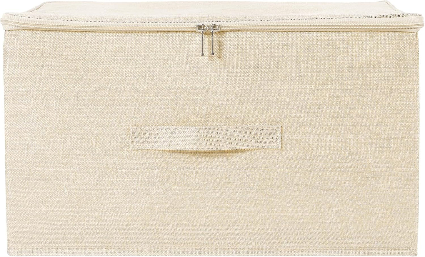 ANMINY Storage Bins with Zipper Lids 36 Qt Lidded Fabric Storage Boxes Baskets Cubes with Handles Collapsible Washable Cotton Linen Closet Shelf Clothes Organizer Containers - Beige, Large