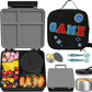 Kids Bento Lunch Box with 8oz Soup Thermo, Kids Leakproof Lunch Food Containers with 4 Compartment,Insulated Hot Food Jar with Lunch Bag for School, Travel (Black)