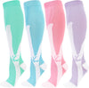 Kickticks 4 Pairs Compression Socks for Woman & Man Unisex 20-30mmHg Knee high Plus Size Wide Calves for Flying Running…