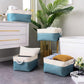 TheWarmHome Fabric Storage Bin with Handles,Storage Basket for Home Storage and Organization, Shelf Basket with Cover for Living Room Bedroom Closet（White & Green Large,15.7L*11.8W*8.3H