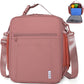 NOL Nylon Waterproof Kids Lunch Bag, Insulated Lunch Bag, Lunch box Cooler, Reusable, Zip Closure with Buckle Handle Holds Lunch Box, Snacks & Water Bottle for School Work, Dark pink