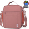 NOL Nylon Waterproof Kids Lunch Bag, Insulated Lunch Bag, Lunch box Cooler, Reusable, Zip Closure with Buckle Handle Holds Lunch Box, Snacks & Water Bottle for School Work, Dark pink