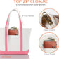 CB STATION Medium Classic Canvas Tote Bag for Women, Top Zipper Closure, Outer Pocket, Daily Essentials, Groceries, Traveling