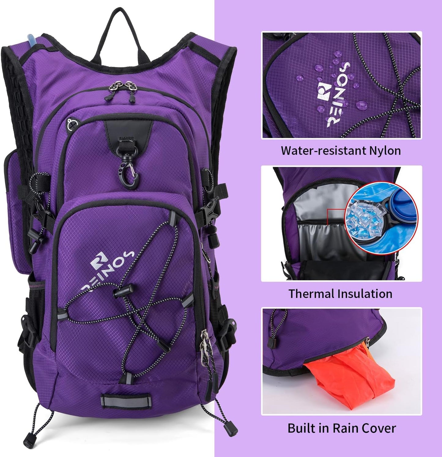 Hydration Backpack Pack with 2L Water Bladder 18L Hiking Backpack Women Men Lightweight Hydropack Insulated Daypack for Biking, Running, Festival - Roamly