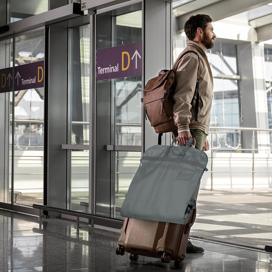 Zilink Upgraded Garment Bags for Travel Hanging Fur Coat Storage Bag Suit Bags for Men Storage with Adjustable Handles and Stable Buckles for Suit Shirts Coats Dresses, Grey