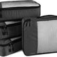 Amazon Basics Lightweight Packing Cubes Travel Organizer Set with Double Zipper, Mesh Top, Durable Polyester, Medium, 4 Piece, Black - Roamly