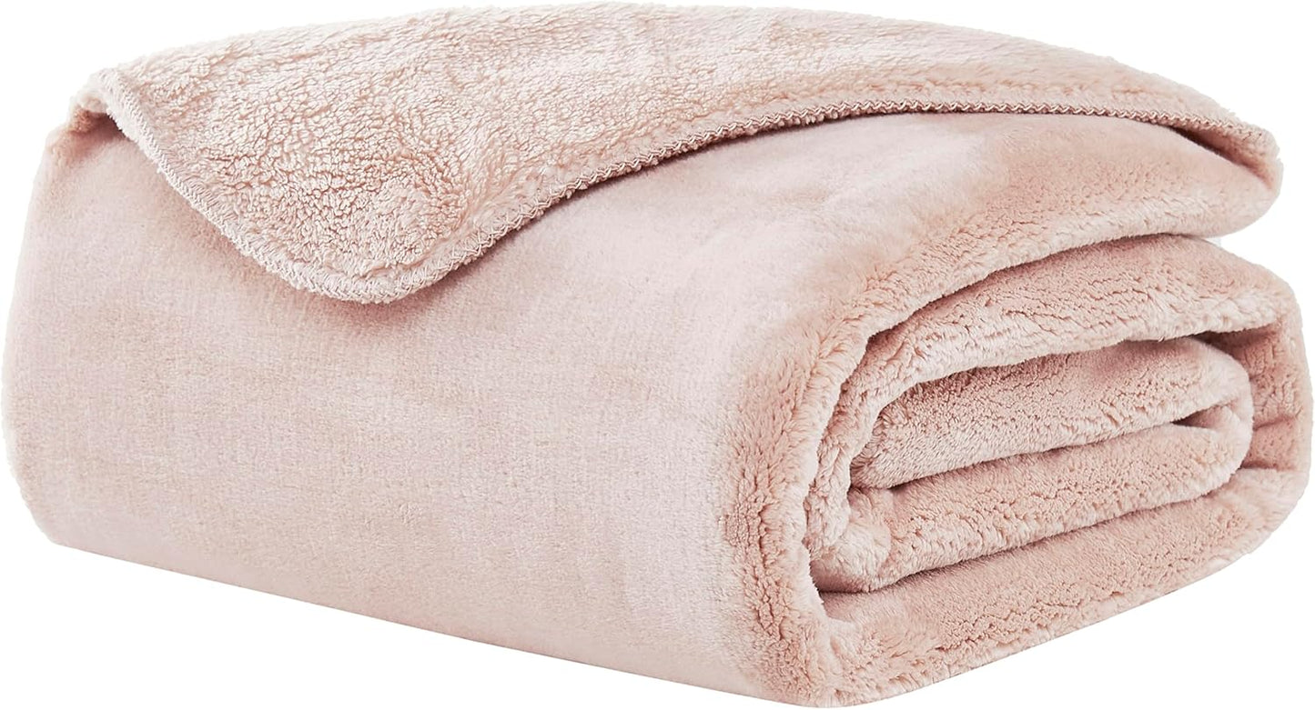 UGG Whitecap Plush Throw Blanket Fleece Lightweight Soft Throw for Couch or Bed Luxury Home Decor for Living Room Washable Hypoallergenic Blankets for Dorm Decor, 50-inch x 70-inch, Light Pink Quartz