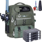Fishing Backpack with Tackle Boxes and Rod Holders 40L; Plus Rain Cover, Padded Back Support, Insulated Front Pocket for Hot/Cold Lunch, Water Bottle Holder(Army Green)