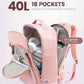 LOVEVOOK Travel Backpack for Women & Men 40L,Airline Approved Carry On Backpack Travel Essentials,TSA Carry on Luggage,Waterproof Personal Item Travel Bag,Suitcase with 3 Packing Cubes,Pink-Pink