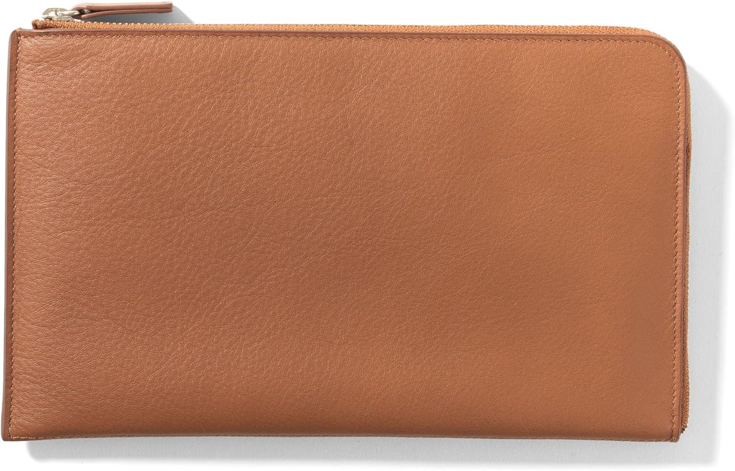 Leatherology Cognac Slim Zip Travel Wallet - Compact and lightweight, Versatile storage, Zip closure - Roamly