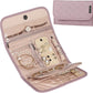 BELALIFE Travel Jewelry Case Organizer, Foldable Storage Roll for Earrings, Necklaces, Rings, Bracelets, Brooches, Peach Pink