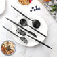 Matte Black Silverware Set for 12, IBIILII JEFF 60 Pieces Stainless Steel Flatware Set，Kitchen Utensil Set, Tableware Cutlery Set, Knife Spoons And Forks Set, Satin Finished Polished & Dishwasher Safe