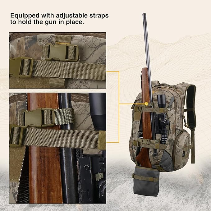 Mardingtop Camo Hunting Backpack for Bow Rifle Gun，Large Capacity Tactical Hunting Day Pack with Rain Cover for Hunting Camping Hiking