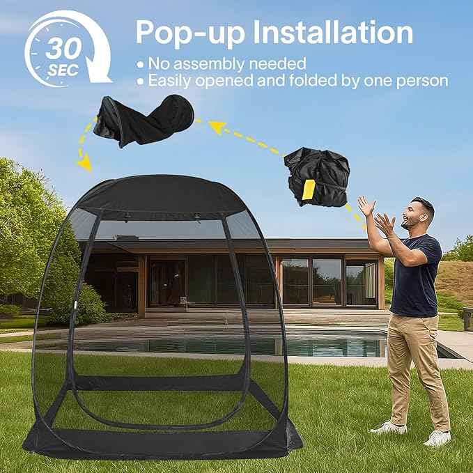 Alvantor Pop Up Screen House Gazebo with Mosquito Netting, Instant UV Resistant Sun Shelter for Patio & Backyard, Portable Canopy Tent for 2-10 Person