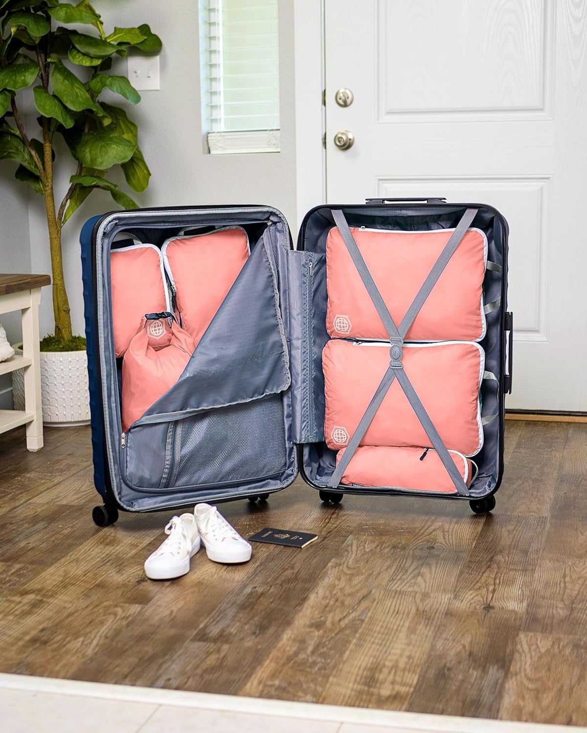 Large Compression Packing Cubes for Travel-Packing Cube Luggage Organizers 7 Piece Set for Checked Luggage-Ultralight, Expandable/Compression Bags by TRIPPED Travel Gear (Dusty Rose) - Roamly