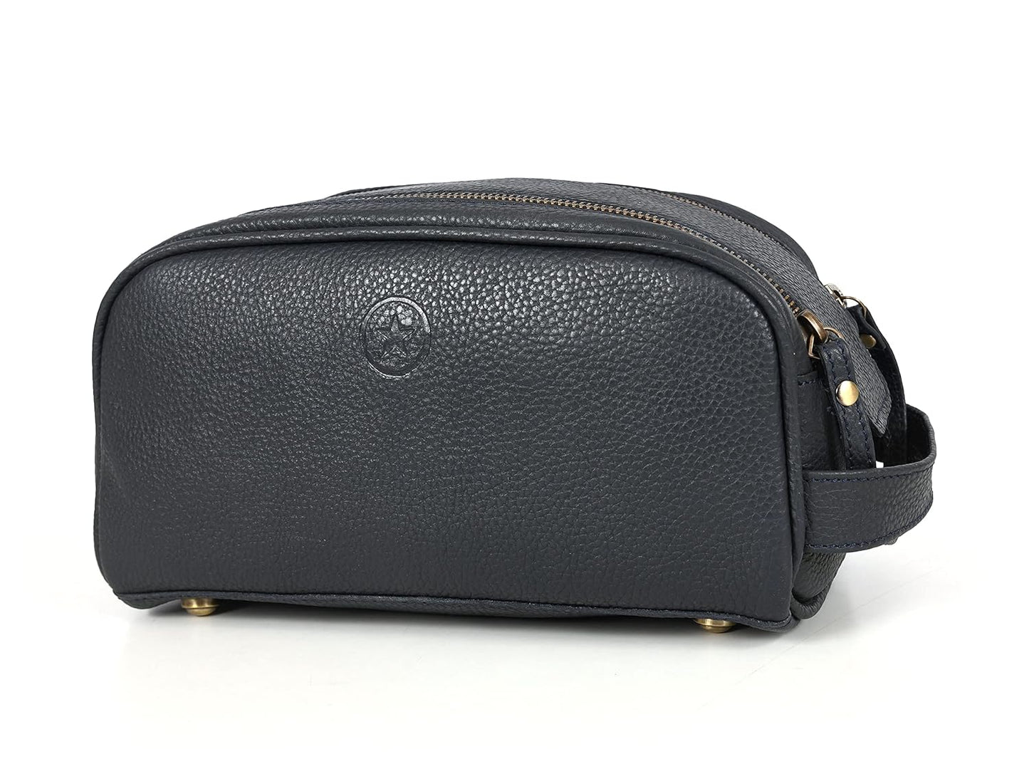 10" Premium Leather Toiletry Travel Pouch With Waterproof Lining | King-Size Handcrafted Vintage Dopp - Kit Gift for Father's Day By Aaron Leather Goods - Roamly