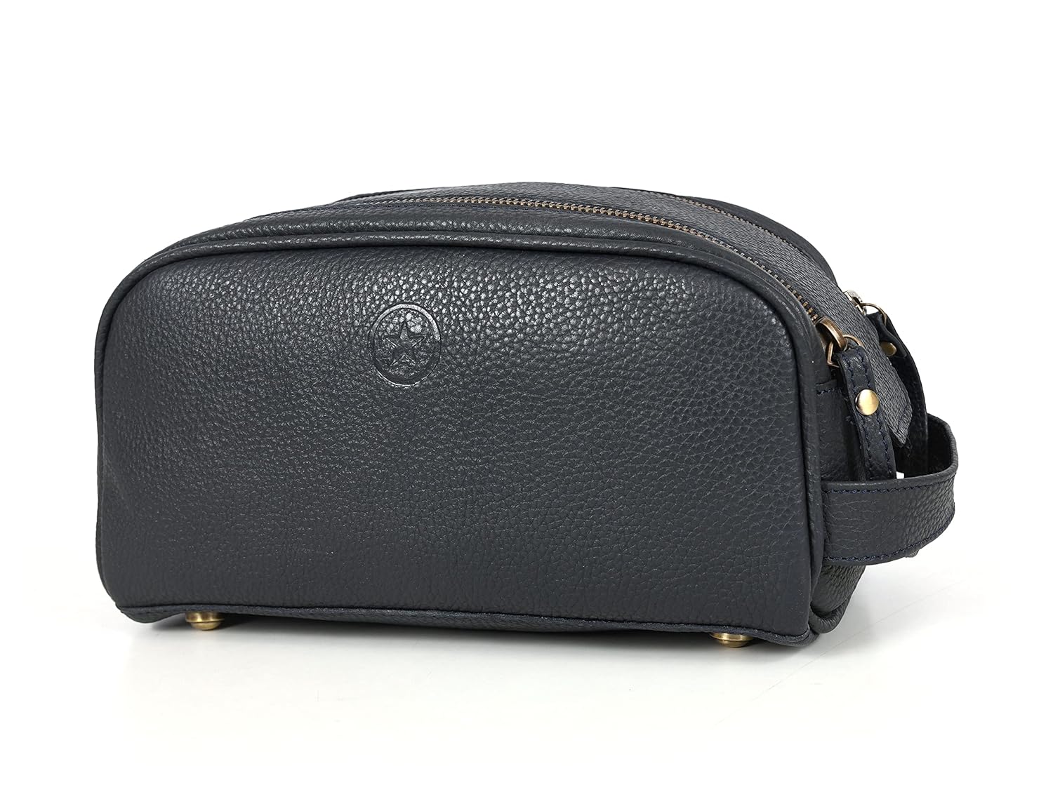 10" Premium Leather Toiletry Travel Pouch With Waterproof Lining | King-Size Handcrafted Vintage Dopp - Kit Gift for Father's Day By Aaron Leather Goods - Roamly