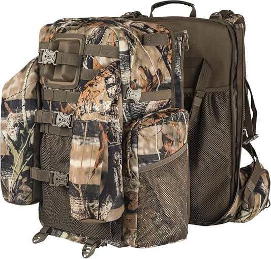 BLISSWILL Upgraded Hunting Backpack,With Padded Weapon Compartment for Bow Rifle，For Deer and Elk Hunting，Hunting bag with Rain Cover(Forest Floor)