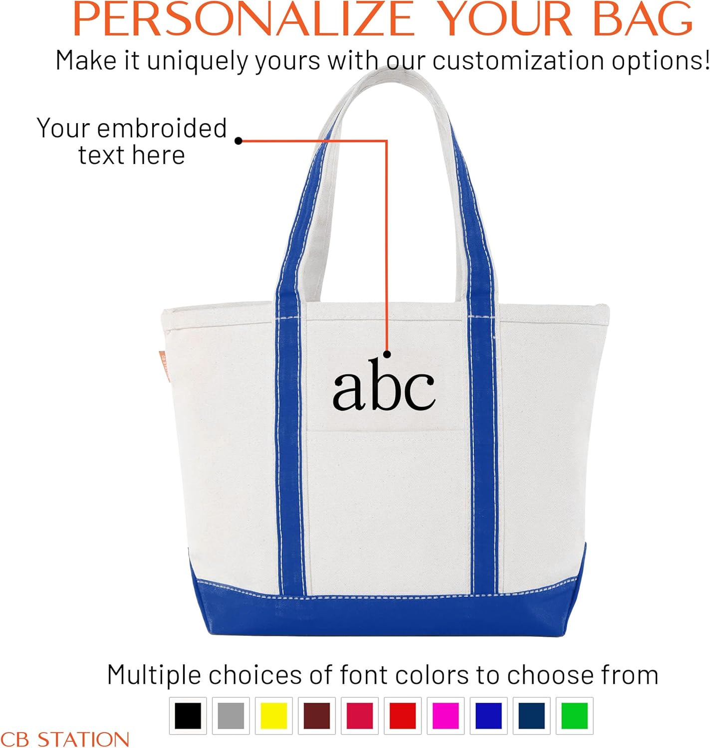CB STATION Medium Classic Canvas Tote Bag for Women, Top Zipper Closure, Outer Pocket, Daily Essentials, Groceries, Traveling