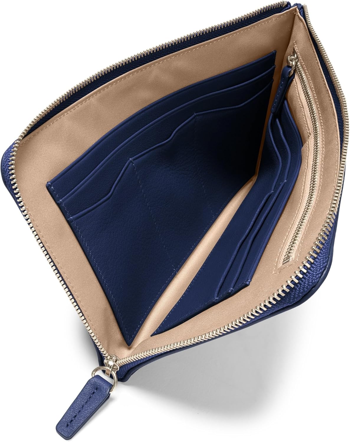 Leatherology Navy Blue Slim Zip Travel Wallet - Compact and lightweight, Versatile storage, Zip closure - Roamly