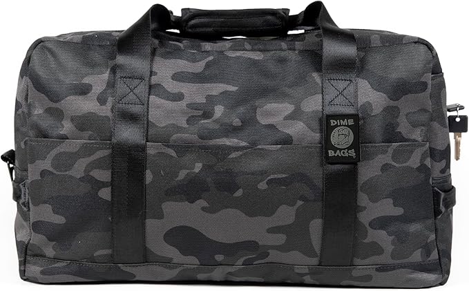 Dime Bags Travel Duffle Bag, Odor Proof w/Carbon Filter Lining, Built-In Lock Duffle, Water-Resistant, Secret Pocket, Associate (Camouflage)