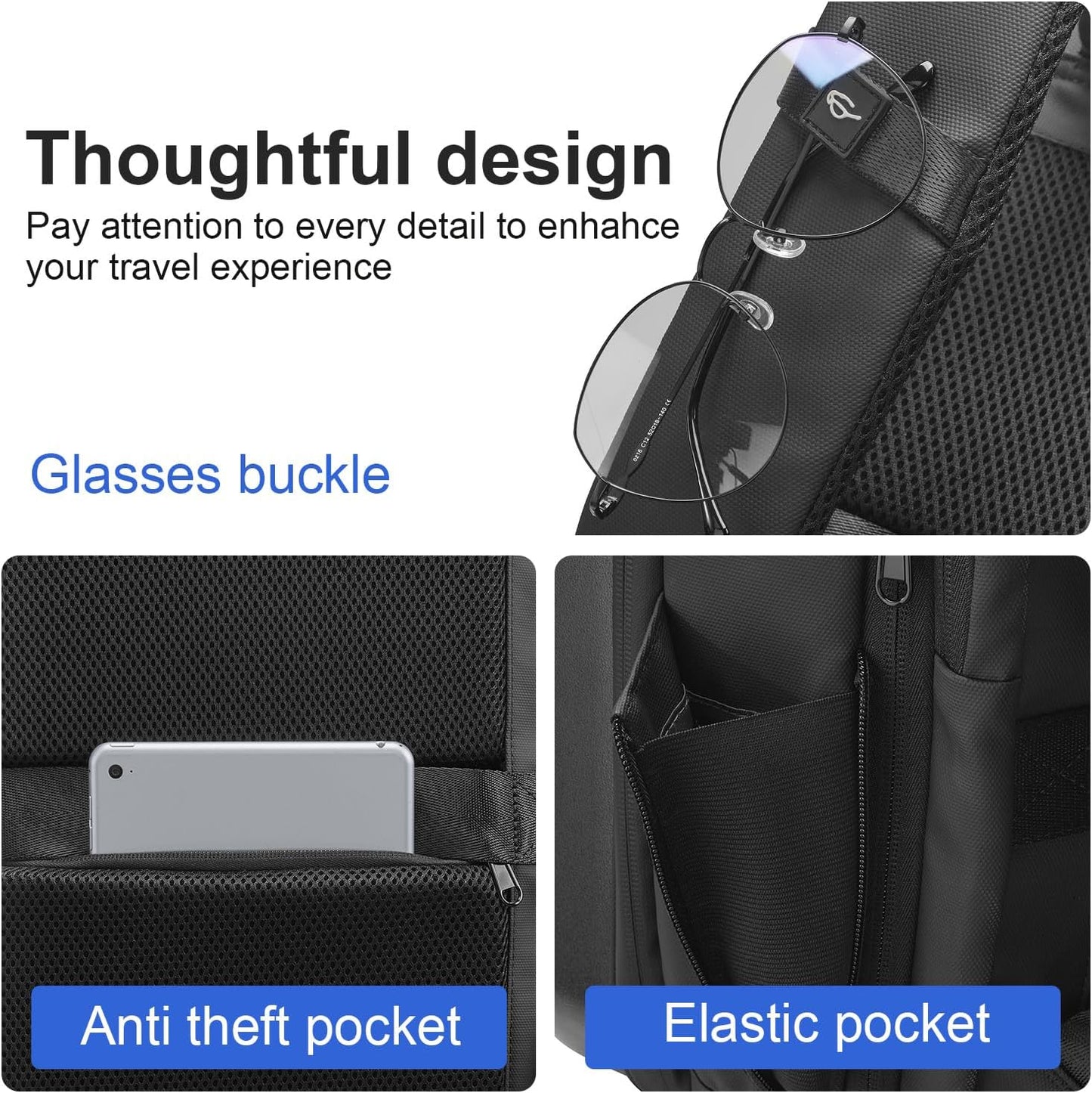 SOKOK Carry On Travel Backpack Waterproof Business Backpack with Laptop Compartment, Hardshell Computer Backpack for Men and Women, Graphite