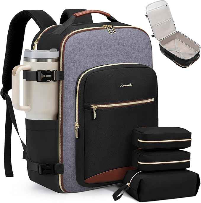 LOVEVOOK 50L Travel Backpack for Women & Men, Airline Approved Carry On Luggage with 3 Packing Cubes, TSA Overnight Bags, Waterproof Personal Item Bag, Weekender Essentials Backpacks fits 17" Laptop