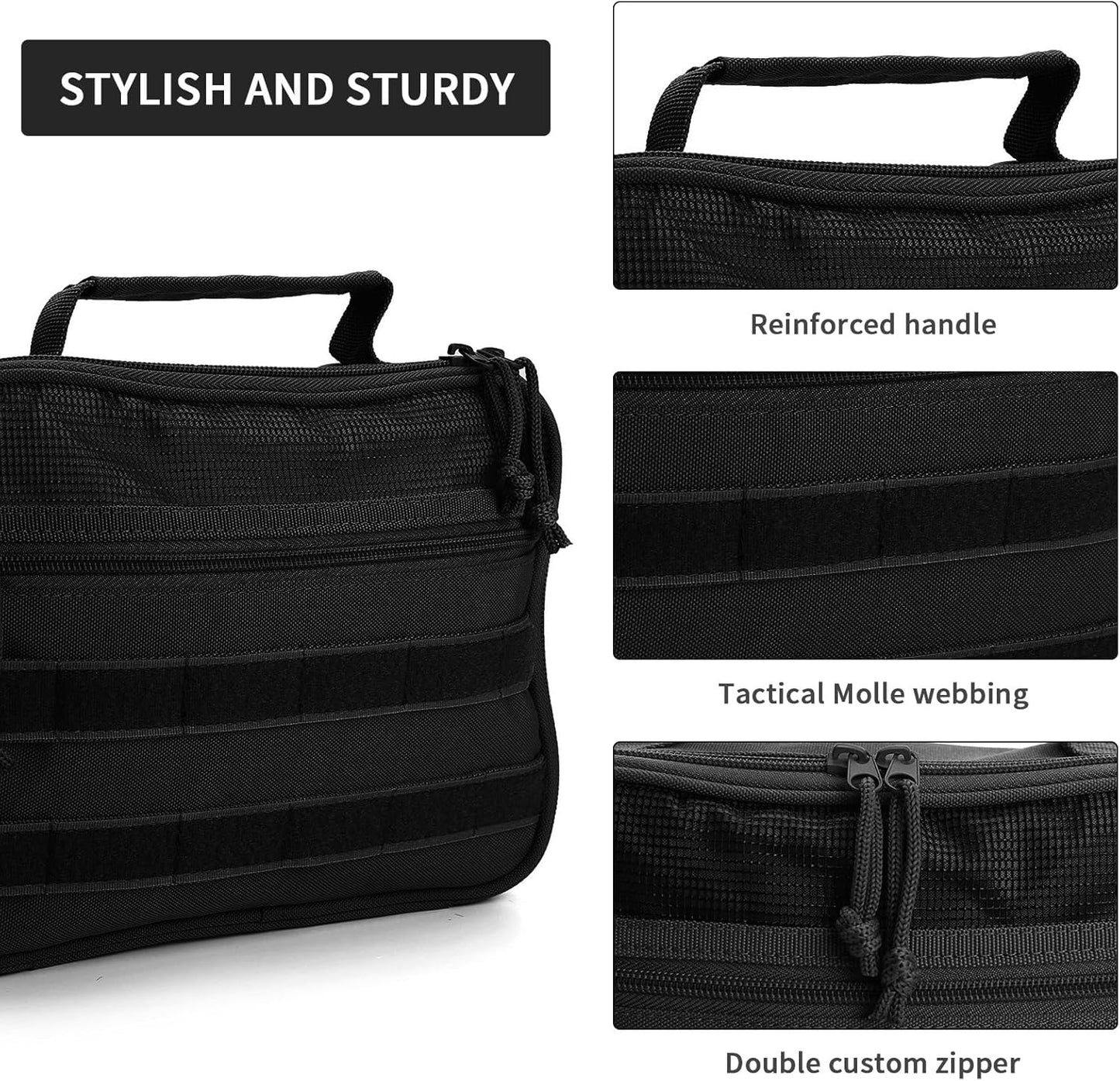 Travel Toiletry Bag for Men,Hanging Hook Toiletry Bag, Spacious Portable Organizer Dopp Kit Shaving Bag for Toiletries Makeup Accessories Tactical Essentials - Black - Roamly