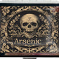 Cute and Stylish Metal Pill Box - Compact Portable Pill Organizer with 8 Compartments, Food-Grade Divider, Ideal for Travel, Vitamins, Jewelry, Cosmetics (Arsenic Skull)