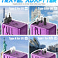 Universal Travel Adapter Offers 5.8A 3X 3.0A USB-C Ports, 2X 2.4A USB-A Ports and Multi AC Outlet, All-in-One International Power Plug Adapter Worldwide Travel Charger for EU USA UK AUS (Purple)