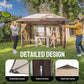 CROWN SHADES 11x11 Pop Up Gazebo, Patented One Push Outoor Canopy Tent with Wheeled STO-N-Go Cover Bag, Pop Up Canopy with Netting for Patio, Backyard (11x11, Beige & Coffee)