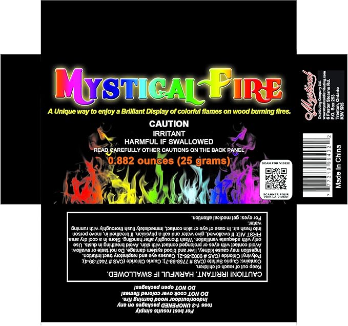 Mystical Fire Color Changing Packets Fire Pits Campfire Long-Lasting Enchanted Multi-Color Magical Family Fun for Indoor Fireplace or Outdoor Use 25 Gram 12 Pack
