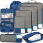 BAGAIL 4 Set/6 Set/8 Set Compression Packing Cubes Travel Accessories Expandable Packing Organizers(HalfMesh,8-Navy)