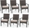 PHI VILLA Outdoor Wicker Chairs Set of 6, Rattan Covered Metal Armchairs with Removable Cushion, Heavy Duty Furniture Set for Patio, Deck, Porch, Yard