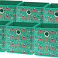 SIMPLE HOUSEWARE 10-Inch Collapsible Fabric Cube Storage Bin with Handles, Printed Design, 6 Pack, Green