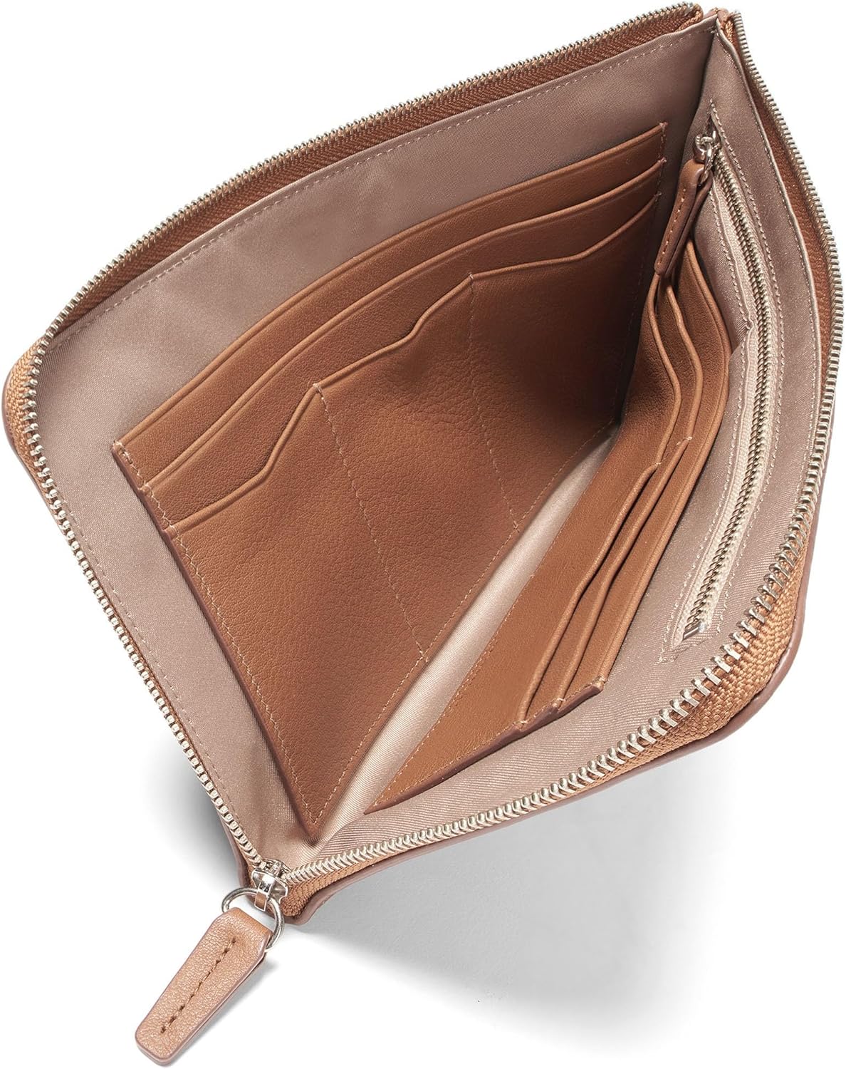 Leatherology Cognac Slim Zip Travel Wallet - Compact and lightweight, Versatile storage, Zip closure - Roamly